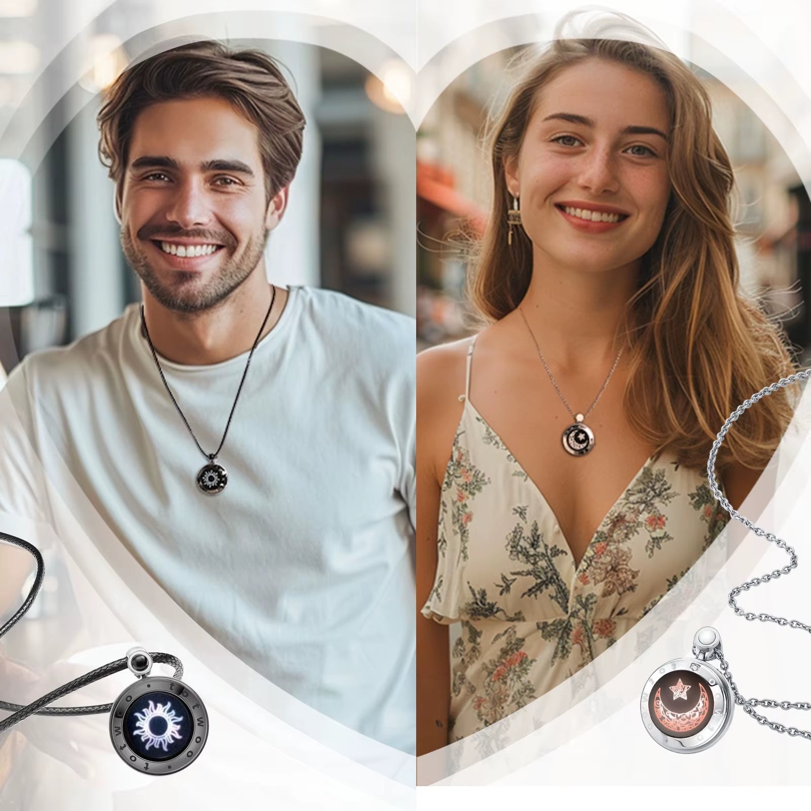 Matching Touch Necklaces for Couples Long Distance Connection Jewelry Bluetooth Smart Gift for Anniversary