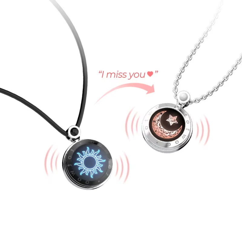 Matching Touch Necklaces for Couples Long Distance Connection Jewelry Bluetooth Smart Gift for Anniversary