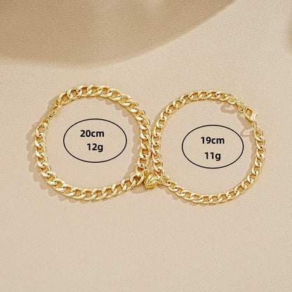 2Pcs/Set Magnet Couple Bracelets Heart Attraction Bracelet Stainless Steel Charm Simple Cuban Chains Key Lock Jewelry Gifts