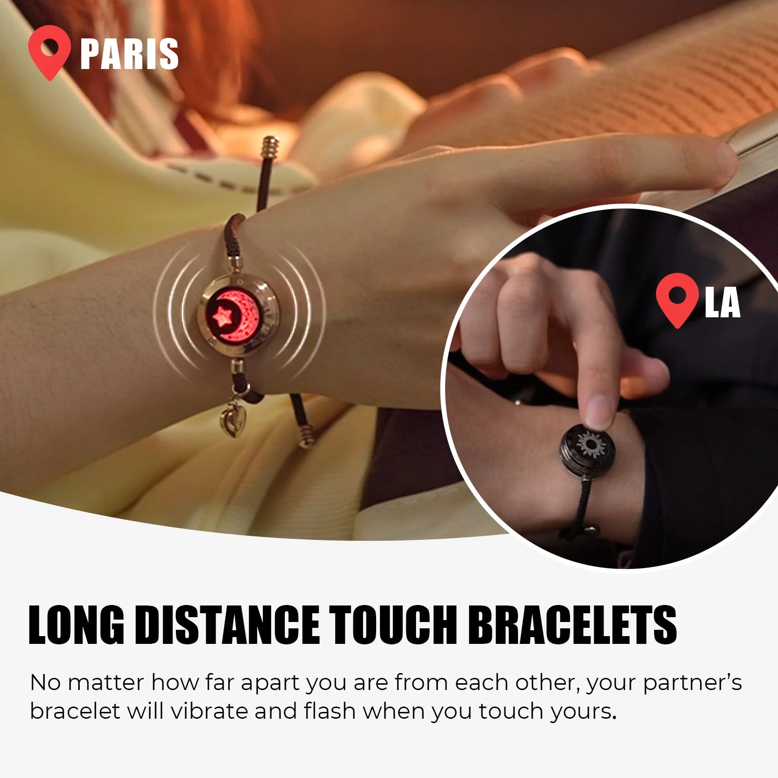 Romantic Couple Gift Smart Bluetooth Bracelets with Vibration Reminder for Ios Android Long Distance