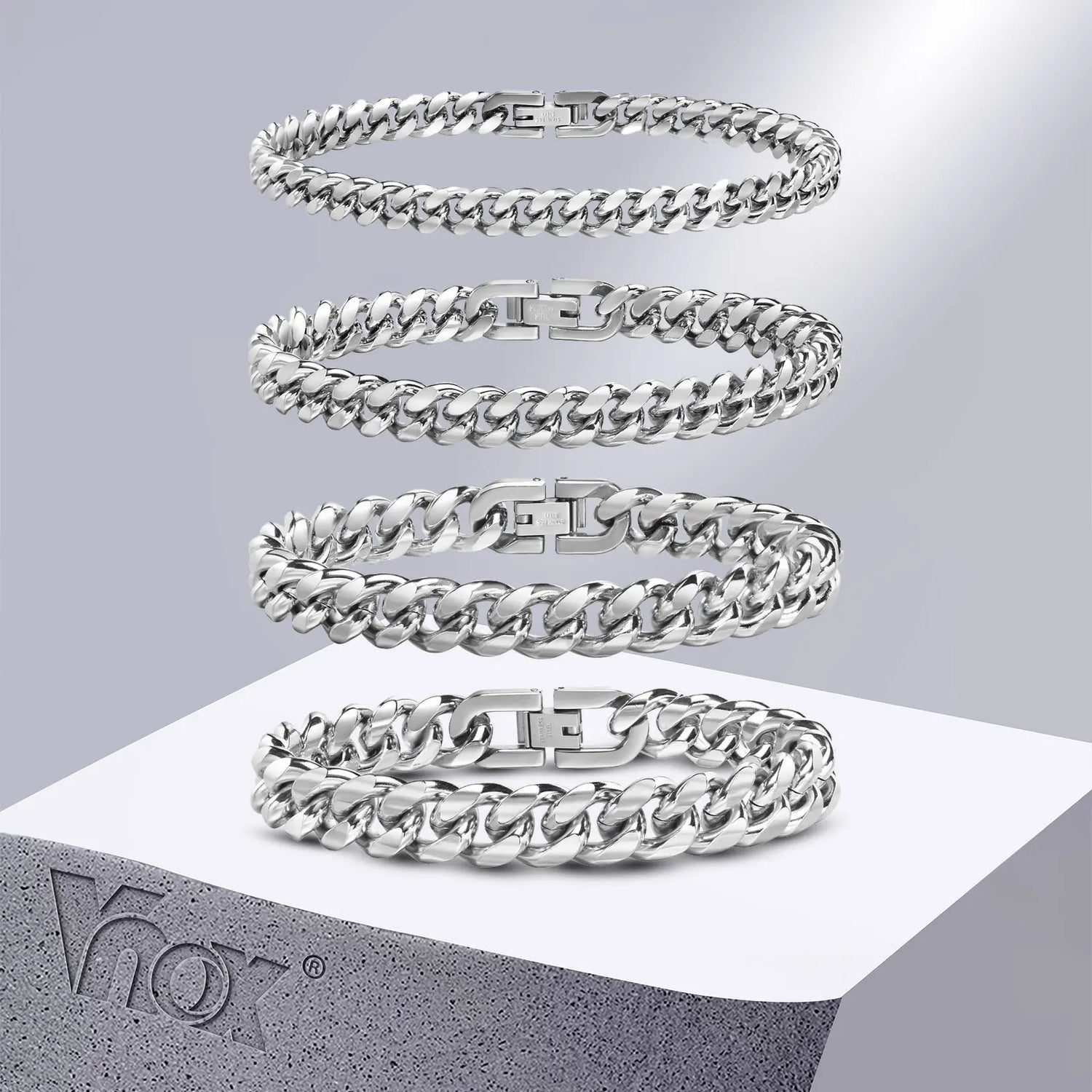 6/8/10/12Mm Cuban Chain Bracelets for Men Women, Solid Stainless Steel Curb Link Chain Wristband Jewelry