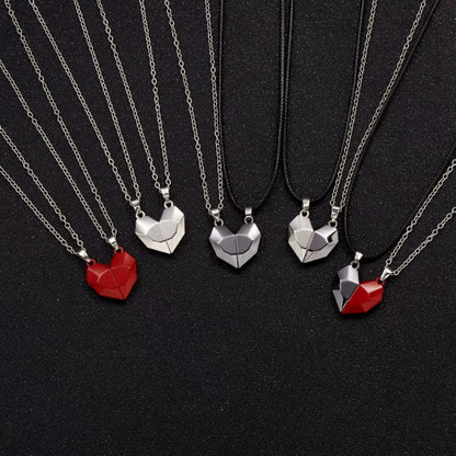 2Pcs Magnetic Heart Couple Necklace for Women Valentine'S Day Sweater Chain for Best Friend Lovers Wedding Party Gift Jewelry