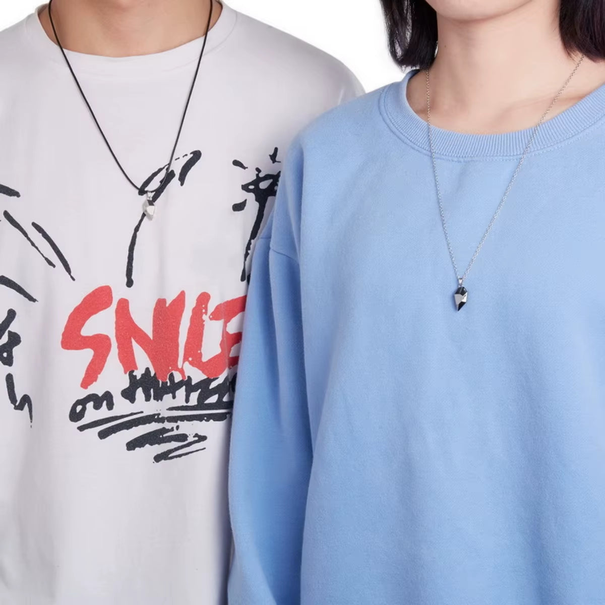 2Pcs Magnetic Heart Couple Necklace for Women Valentine'S Day Sweater Chain for Best Friend Lovers Wedding Party Gift Jewelry